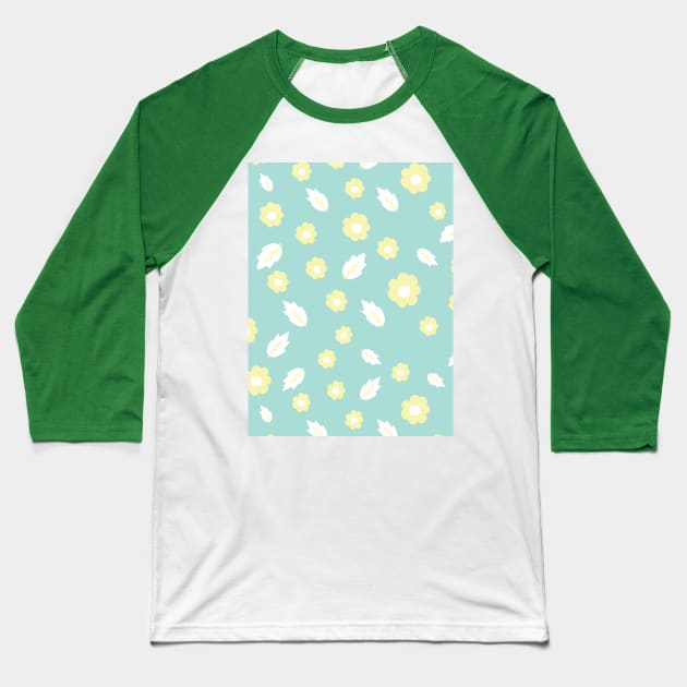 Floral and leaf design Pattern Baseball T-Shirt by MinimalSpace